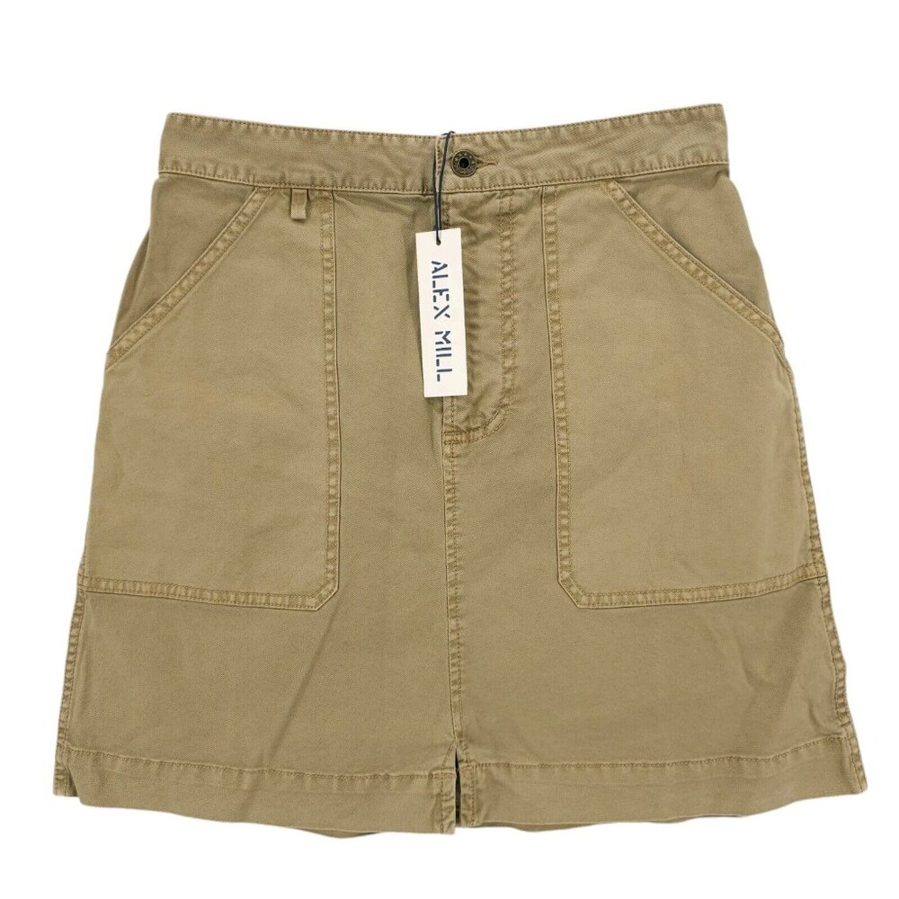 NWT ALEX MILL Khaki Washed Twill Pocket Mini Skirt Cotton Spandex Size 6